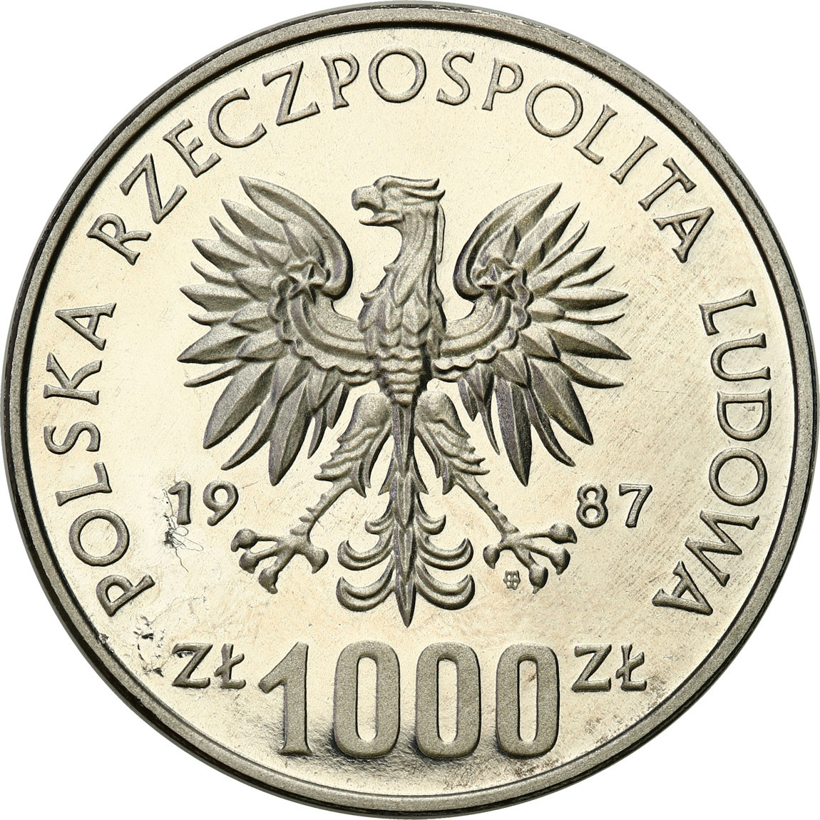 PRL. PRÓBA Nikiel 1000 złotych 1987 -  Kazimierz Wielki